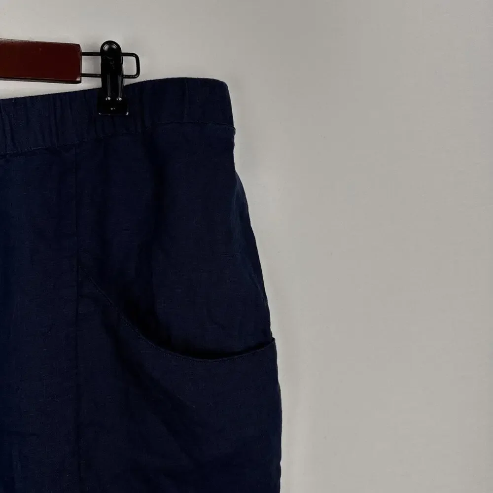 Quince Womens European‎ Linen Tapered Ankle Pants Size XL Deep Navy Minimalist